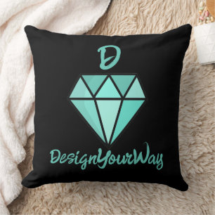Coussin design moderne rétro diamant noir topographie