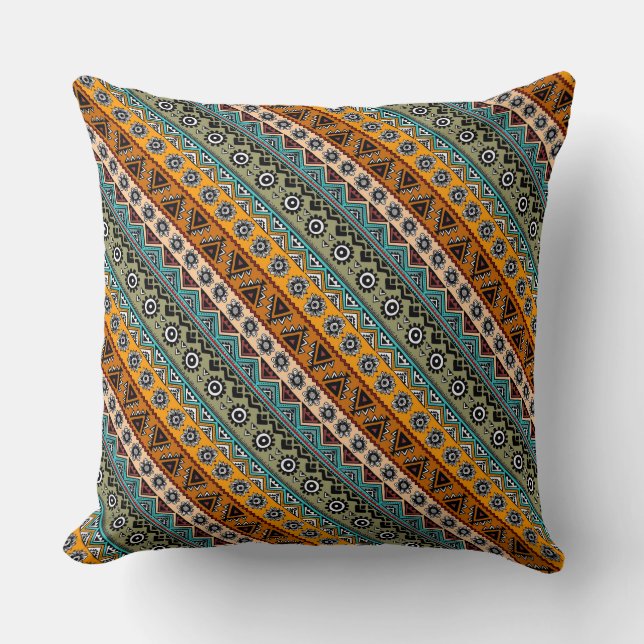 Coussin Design motif aztèque coloré (Recto)