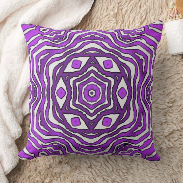 Coussin Design Motif en cercle blanc violet (Couverture)