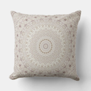 Coussin Design Motif en mandala beige et taupe