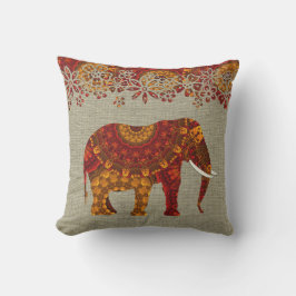 Coussin Design orné d'éléphants indiens décorés
