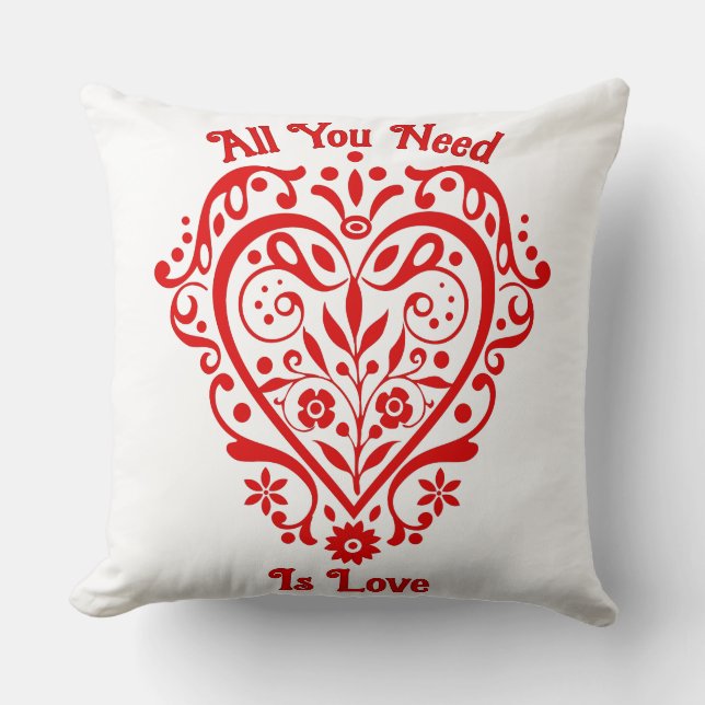 Coussin Design personnalisé Red Fancy Heart 20in (Recto)