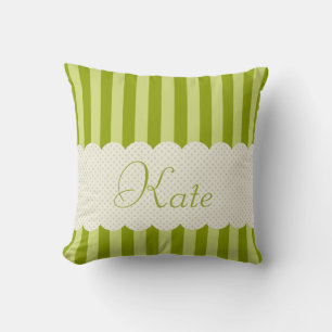 Coussin Design Pois de bandes vertes personnalisées