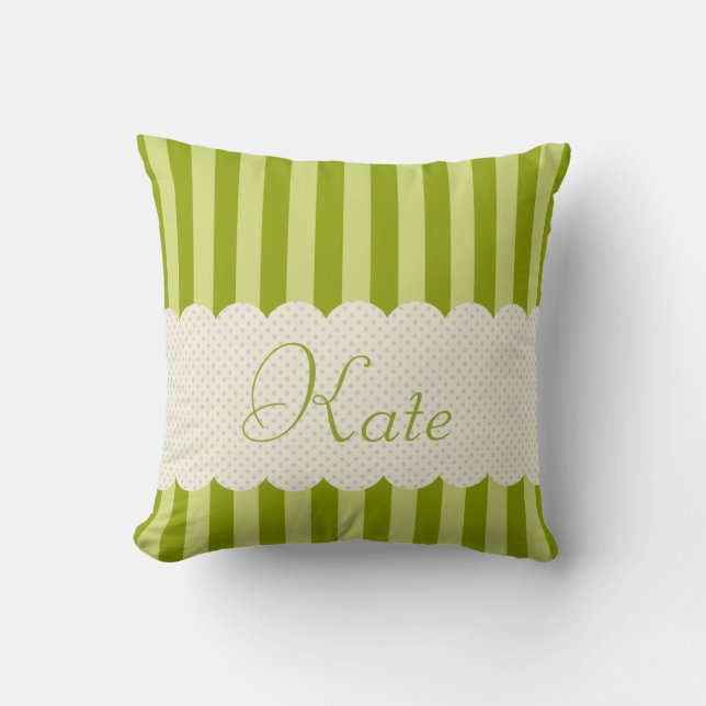 Coussin Design Pois de bandes vertes personnalisées (Recto)