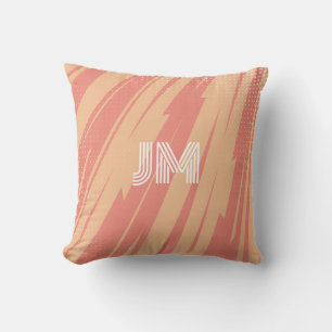 Coussin Design rétro abstrait rose et orange