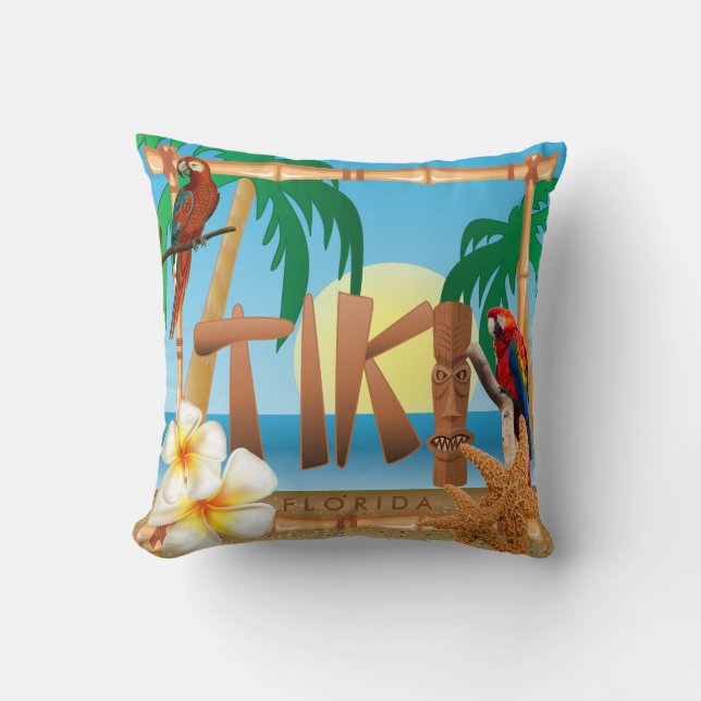 Coussin Design Tropical Tiki (Recto)