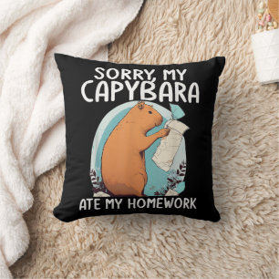 Coussin Désolé, mon capybara a mangé mes devoirs, drôle
