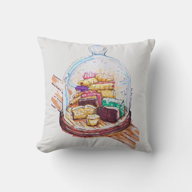 Coussin Desserts Sous Dôme De Verre (Recto)