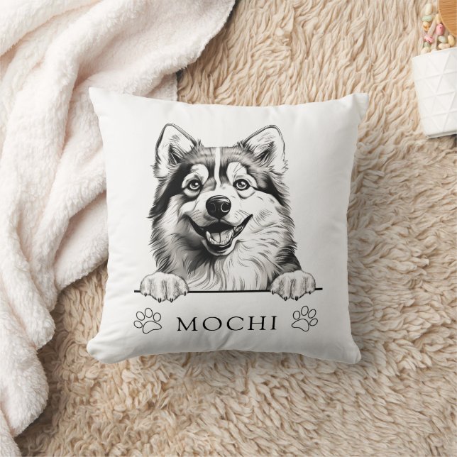 Coussin Dessin à la main de Chien Pomsky personnalisé (Couverture)