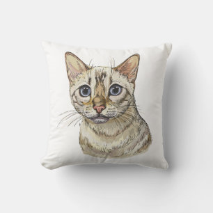 Coussin Dessin à la main drôle Chat bengale de neige T-shi