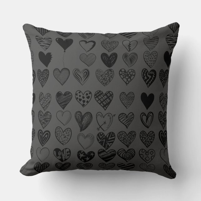 Coussin Dessin adorable de Black Heart Scribble (Recto)