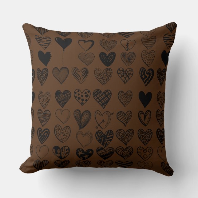 Coussin Dessin adorable de Black Heart Scribble (Recto)
