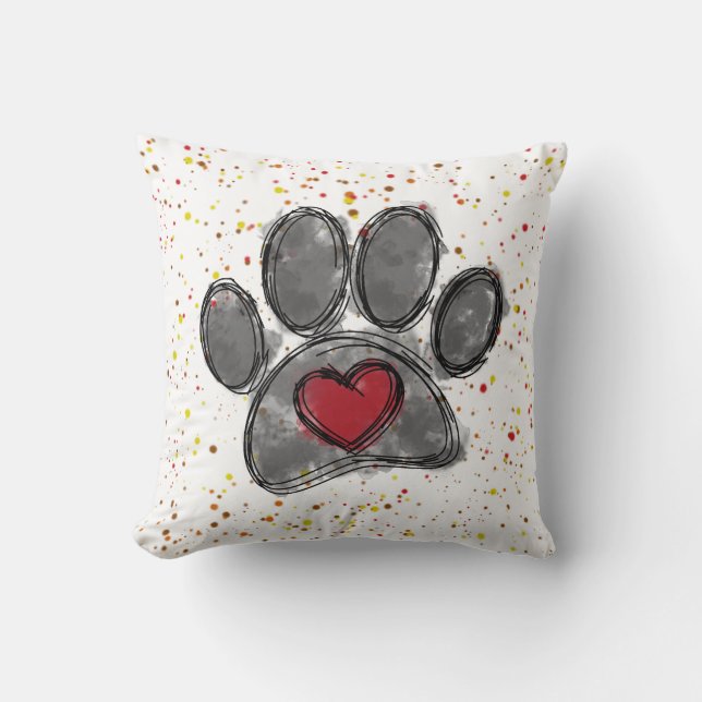 Coussin Dessin Amoureux des chiens Aquarelle Peinture (Recto)