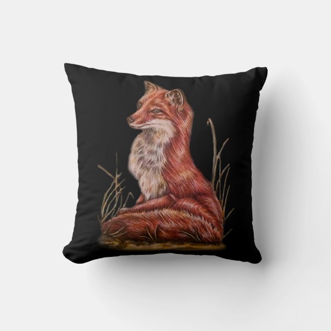 Coussin Dessin animal rouge d'art de Fox (Recto)