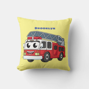 Coussin Dessin animé de camion de pompiers mignon et heure