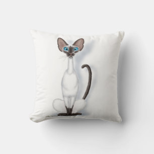 Coussin Dessin animé de chat siamois grand et original