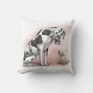 Coussin Dessin animé de Dogue Allemand et Terrier Écossais