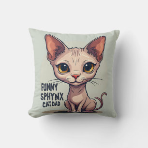 Coussin Dessin animé de papa chat Sphynx drôle
