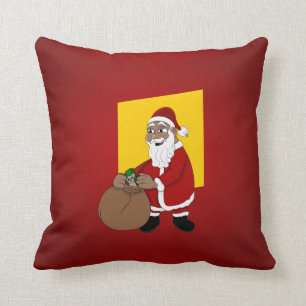 Coussin Dessin animé de Père Noël noir