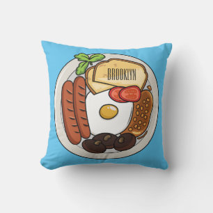 Coussin dessin animé du petit-déjeuner anglais