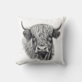 Coussin Dessin artistique graphique de vache des Highlands