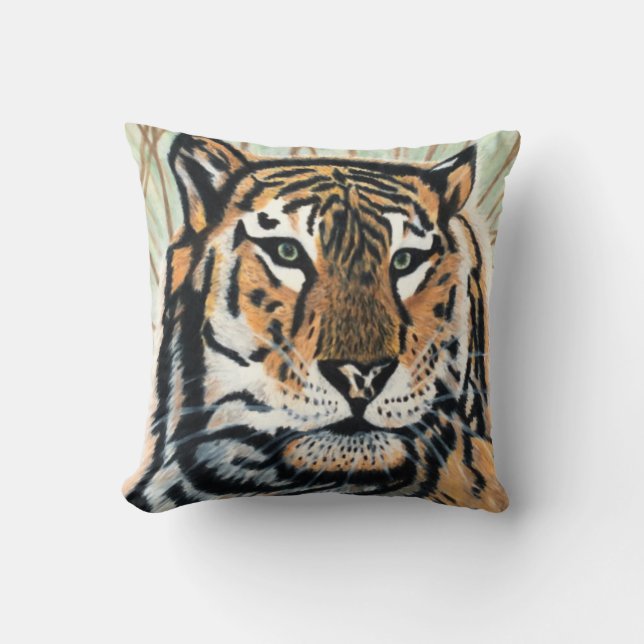 Coussin Dessin au crayon couleur Tiger Art (Recto)