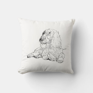 Coussin Dessin au trait de Cocker Spaniel Art Chien 
