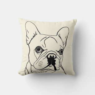 Coussin Dessin au trait tendance crème Bouledogue français