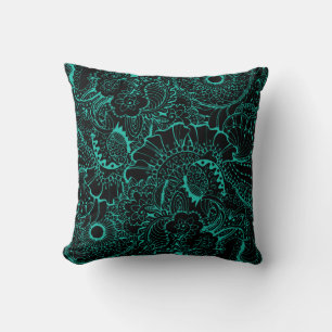 Coussin dessin avec motif turquoise