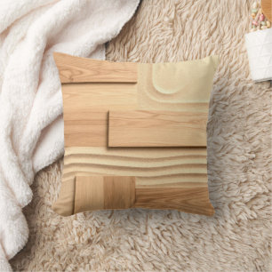 Coussin Dessin de bois géométrique sur sable