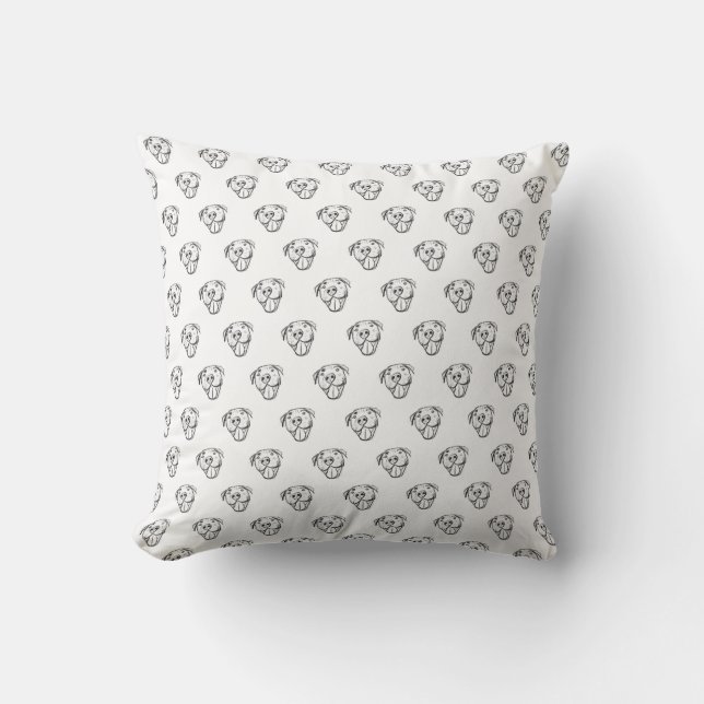 Coussin dessin de bulle simple amoureux de les chiens noir (Recto)