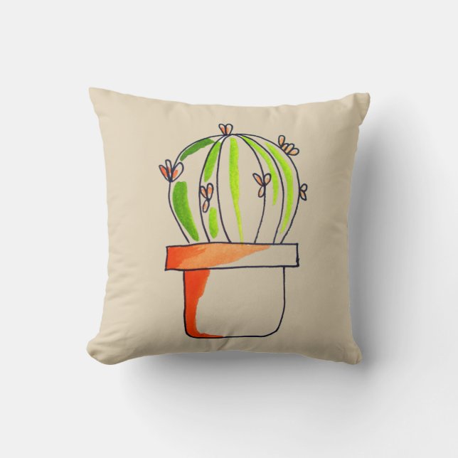 Coussin Dessin de cactus mexicain mignon (Recto)