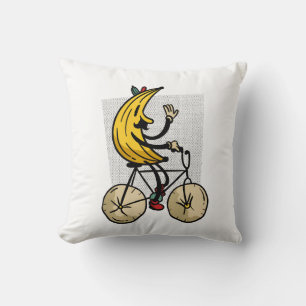 Coussin Dessin de cartoon de motard à la banane drôle