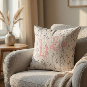 Coussin Dessin de délicate fleur sauvage en jeté aux douce