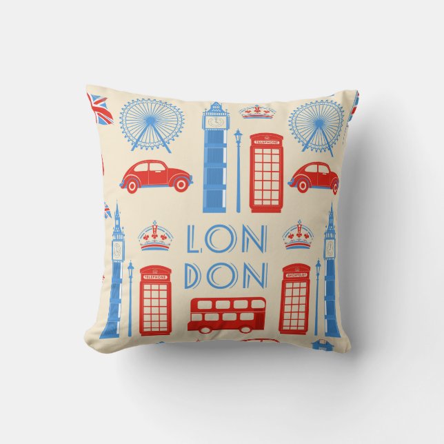 Coussin Dessin de dessin de dessin de Londres mignon et co (Recto)