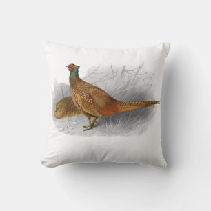Coussin Dessin de faisan vintage couleur #3