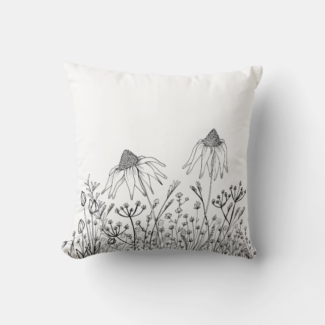 Coussin Dessin de fleur sauvage (Recto)