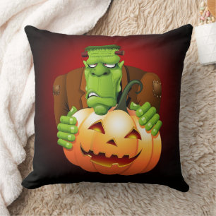 Coussin Dessin de Frankenstein Monster avec Citrouille