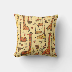 Coussin Dessin De Giraffe, Amusant Design Sans Fil.