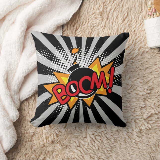 Coussin Dessin de la bande dessinée Superhero Boom (Couverture)