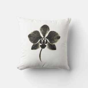 Coussin Dessin de ligne orchidée - Design floral sur