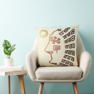 Coussin Dessin de Machu Picchu élégant et moderne sur fond