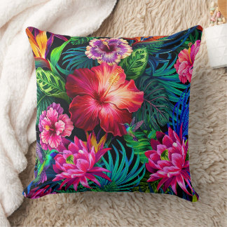 Coussin dessin de motif de fleur d'hibiscus