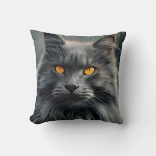 Coussin Dessin de portrait de chat majestueux à poils long