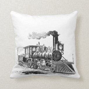 Coussin Dessin de train à vapeur vintage