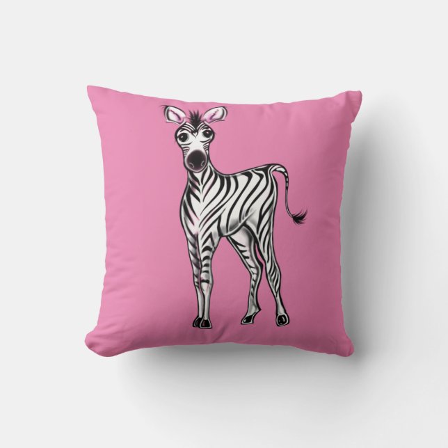 Coussin Dessin de Zèbre mignonne, animaux de safari (Recto)
