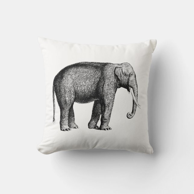 Coussin Dessin d'éléphant vintage (Recto)