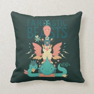 Coussin Dessin Des Bêtes Fantastiques Émergent De Suitca