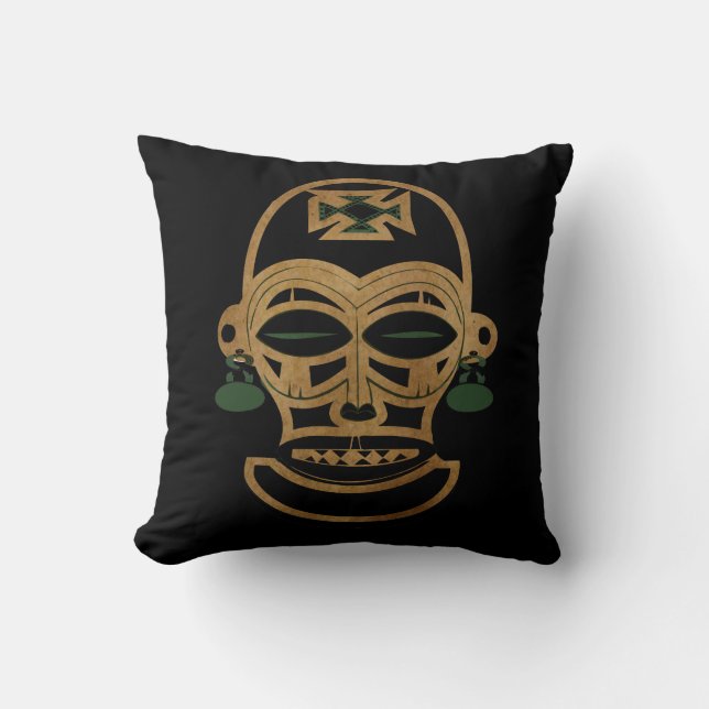 Coussin dessin d'un masque tribal africain Abstrait (Recto)