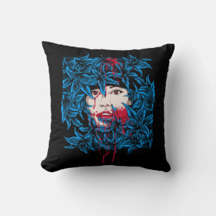Coussin Dessin d'une femme effrayante